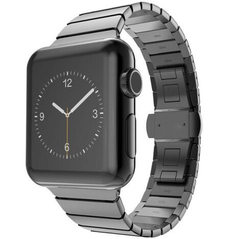 Curea iUni compatibila cu Apple Watch 1/2/3/4/5/6/7, 40mm, Link Bracelet, Otel Inoxidabil, Black