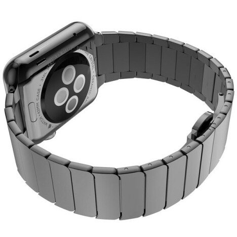 Curea iUni compatibila cu Apple Watch 1/2/3/4/5/6/7, 40mm, Link Bracelet, Otel Inoxidabil, Black